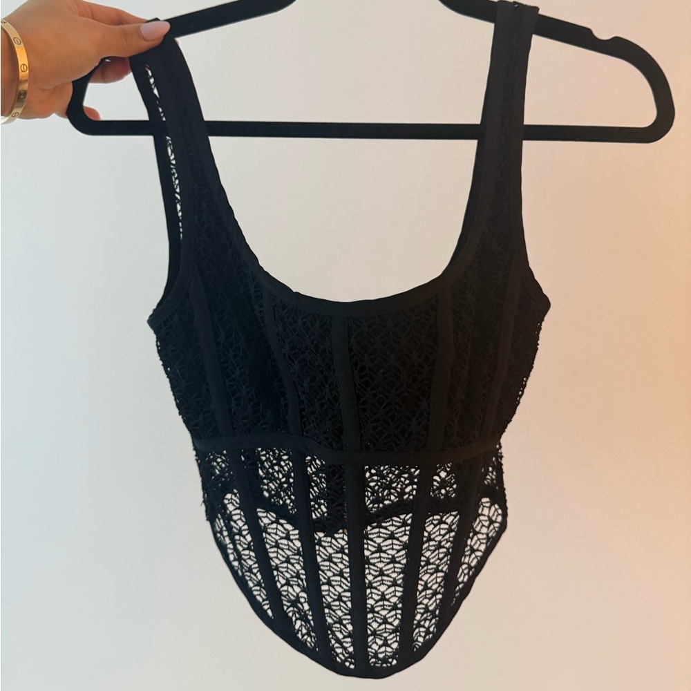 White fox Black Lace corset top